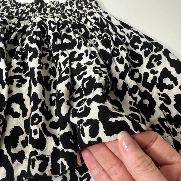 H&M Divided Leopard Print Cream and Black Ruffled Saucy Mini Skirt Smock Waist 4 - Picture 3 of 11